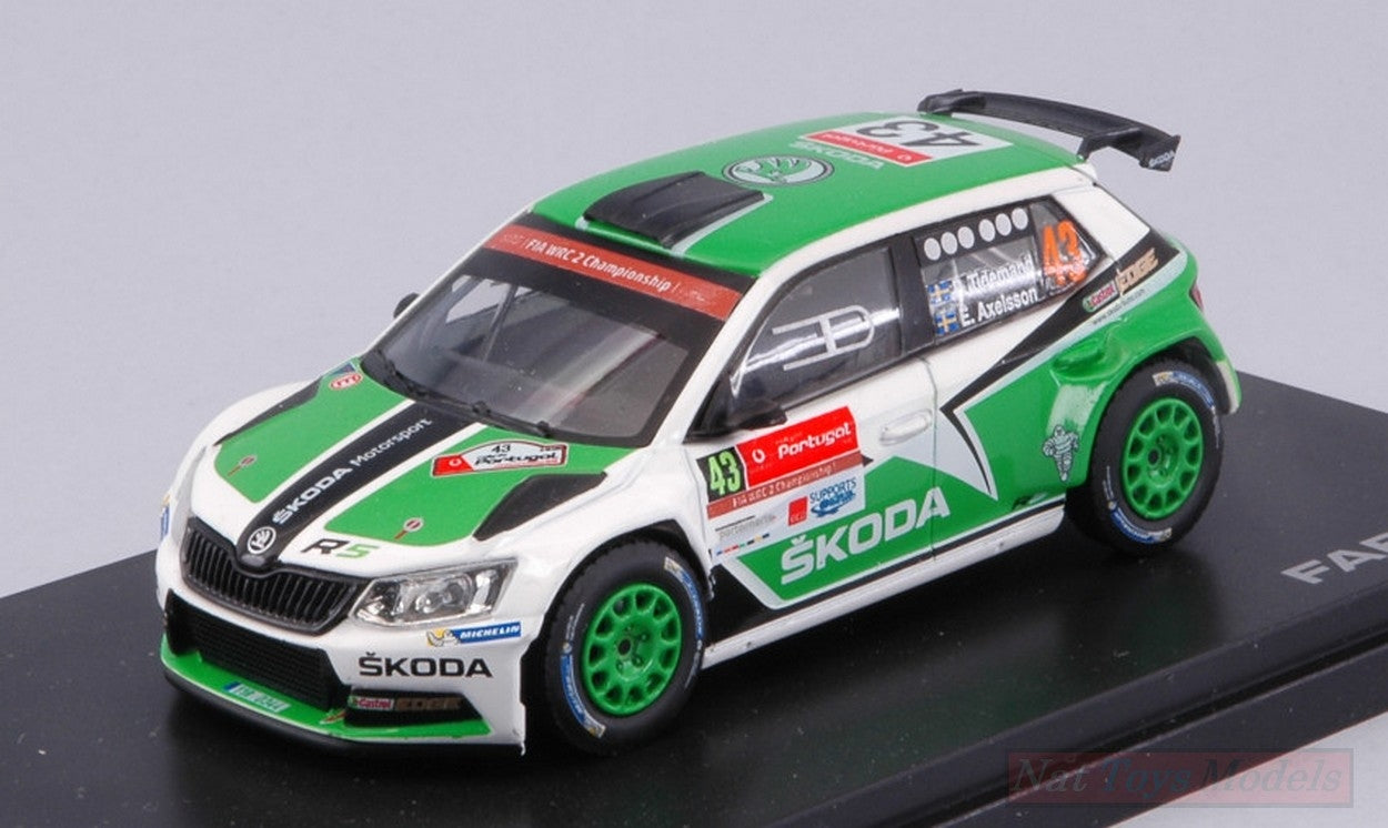 MODELLINO IN SCALA COMPATIBILE CON SKODA FABIA III R5 N.43 13th RALLY PORTUGAL 2015 TIDEMAND-AXELSSON 1:43 ABREX AB605TO