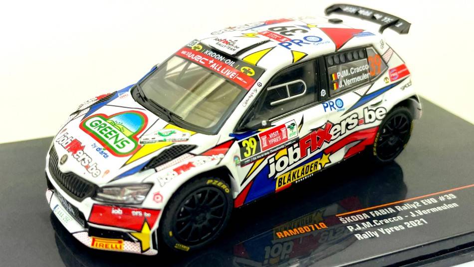 MODELLINO IN SCALA COMPATIBILE CON SKODA FABIA RALLY 2 EVO N.39 RALLY YPRES 2021CRACCO/VERMEULEN 1:43 IXO MODEL RAM807LQ