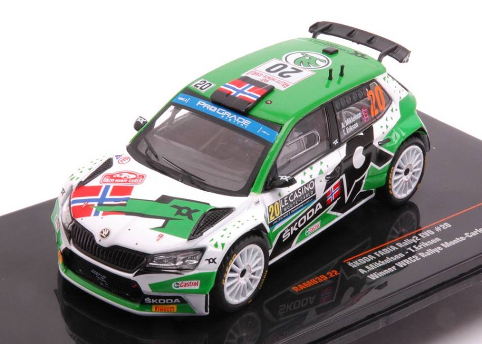 MODÈLE RÉDUIT COMPATIBLE AVEC SKODA FABIA RALLY2 EVO N.20 RALLYE MONTE CARLO 2022 MIKKELS./TORST.1:43 IXO MODEL RAM839