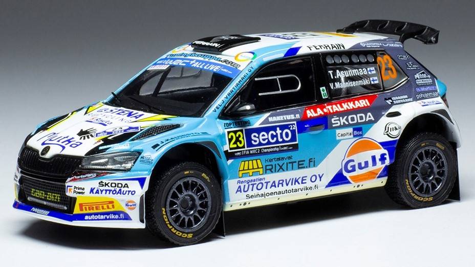 SCALE MODEL COMPATIBLE WITH SKODA FABIA RALLY2 EVO N.23 RALLY FINLAND 2022 ASUNMAA/MANNISENMAKI 1:43 IXO MODEL RAM867