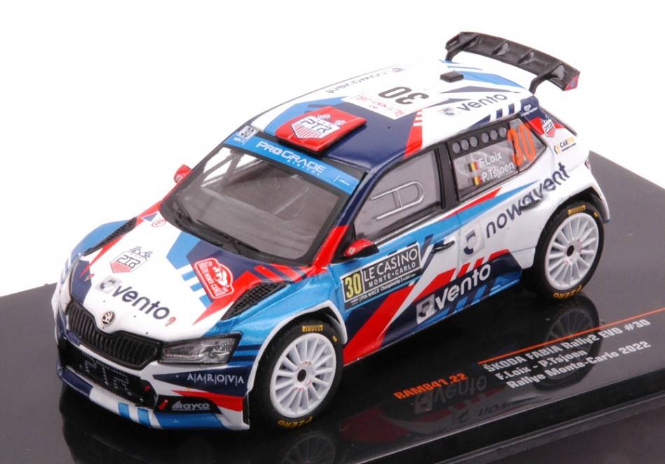 MODELLINO IN SCALA COMPATIBILE CON SKODA FABIA RALLY2 EVO N.30 RALLY MONTE CARLO 2022 LOIX/TSJOEN 1:43 IXO MODEL RAM841