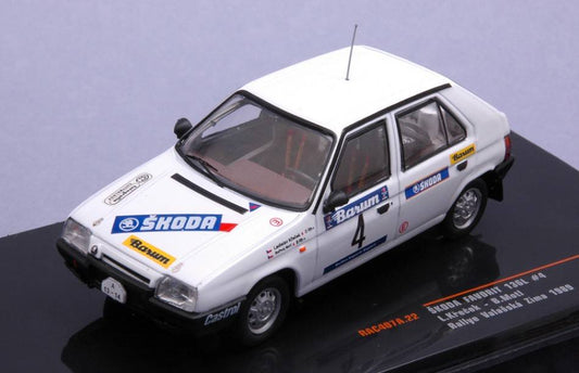 SCALE MODEL COMPATIBLE WITH SKODA FAVORIT 136 L N.4 RALLY VALASSKAA ZIMA 1989 KRECEK/BORIVOJ 1:43 IXO RAC407A.22