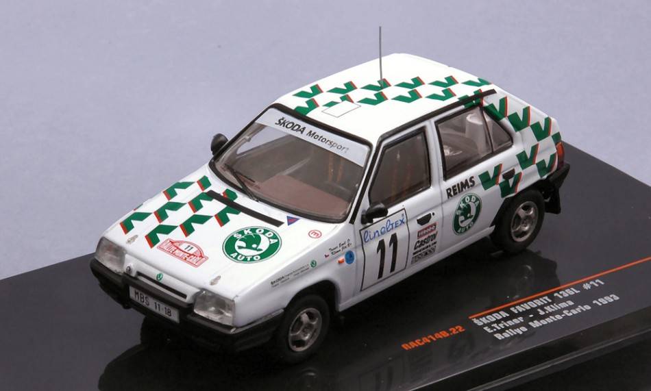 SCALE MODEL COMPATIBLE WITH SKODA FAVORIT N.11 RALLY MONTE CARLO 1993 TRINER/KLIMA 1:43 IXO MODEL RAC414B