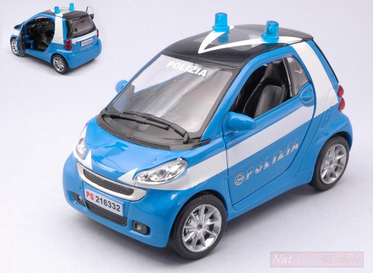 MODELLINO IN SCALA COMPATIBILE CON SMART FORTWO POLIZIA 1:24 NEW RAY NY71413