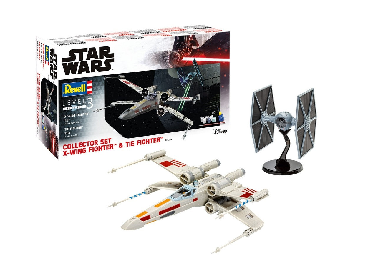 MODELLINO IN SCALA COMPATIBILE CON STAR WARS COLLECTOR SET X-WING FIGHTER & TIE FIGHTER KIT 1:57 - 1:65 REVELL RV06054