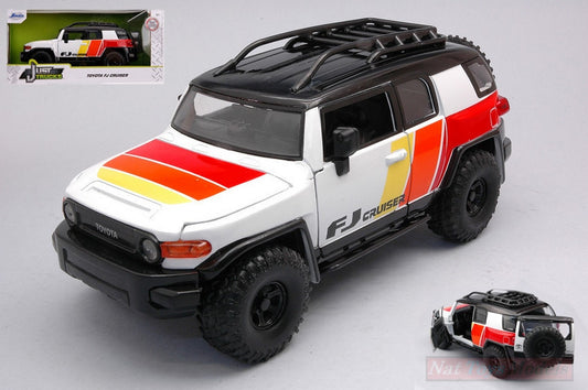 MODELLINO IN SCALA COMPATIBILE CON TOYOTA FJ CRUISER 2007 WHITE/RED/YELLOW 1:24 JADA TOYS JADA31596