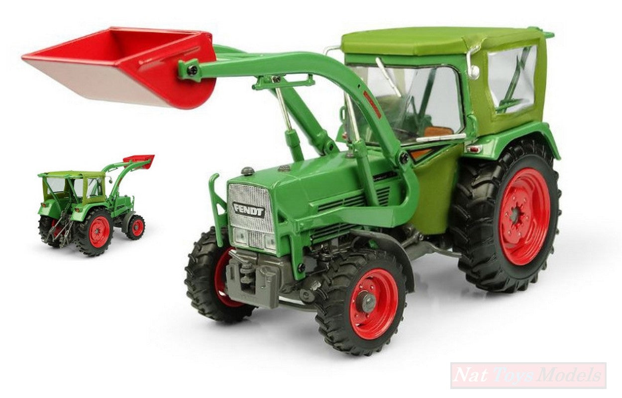 SCALE MODEL COMPATIBLE WITH FENDT FARMER 5S 4WD TRACTOR WITH PEKO CABIN AND BAAS FRONT LOADER 1:32 UNIVERSAL HOBBIES UH5