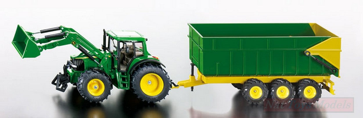 SCALE MODEL COMPATIBLE WITH JOHN DEERE TRACTOR WITH TRAILER 1:87 SIKU SK1843