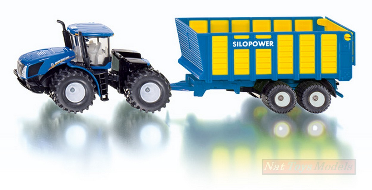 SCALE MODEL COMPATIBLE WITH NEW HOLLAND TRACTOR WITH SILAGE TRUCK 1:50 SIKU SK1947