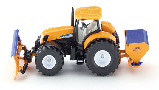 SCALE MODEL COMPATIBLE WITH NEW HOLLAND TRACTOR WITH SNOW BLADE AND SALT SPREADER 1:50 SIKU SK2940