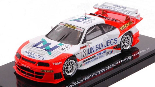 MODELLINO IN SCALA COMPATIBILE CON UNISIA JECS SKYLINE (R33) N.3 JGTC 1998 HIGH DOWN FORCE ASEMI-TANAKA EBBRO EB44255