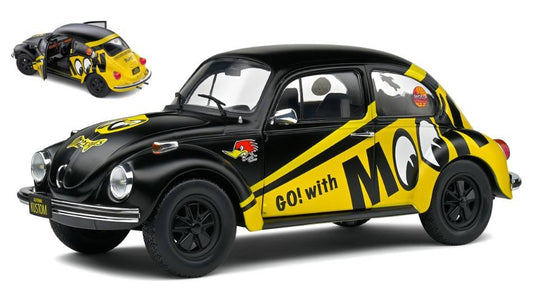 MODELE REDUIT COMPATIBLE AVEC VW BEETLE 1303 MOONEYES 1974 NOIR/JAUNE 1:18 SOLID SL1800519