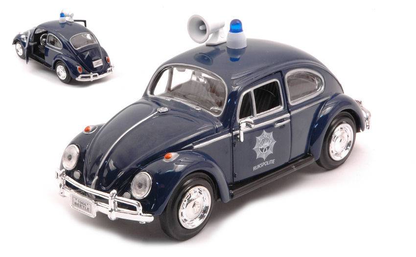 MODELLINO IN SCALA COMPATIBILE CON VW BEETLE POLITIE DARK BLUE 1:24 MOTORMAX MTM79589