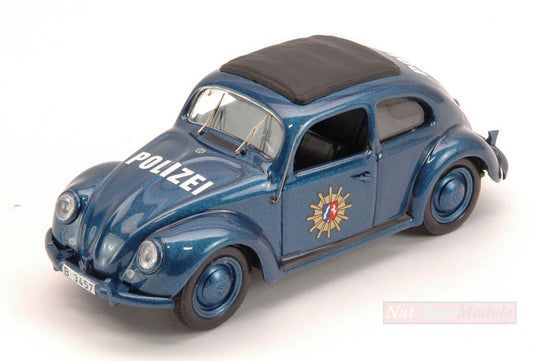 MODELLINO IN SCALA COMPATIBILE CON VW BEETLE POLIZEI 1956 1:43 RIO RI4464