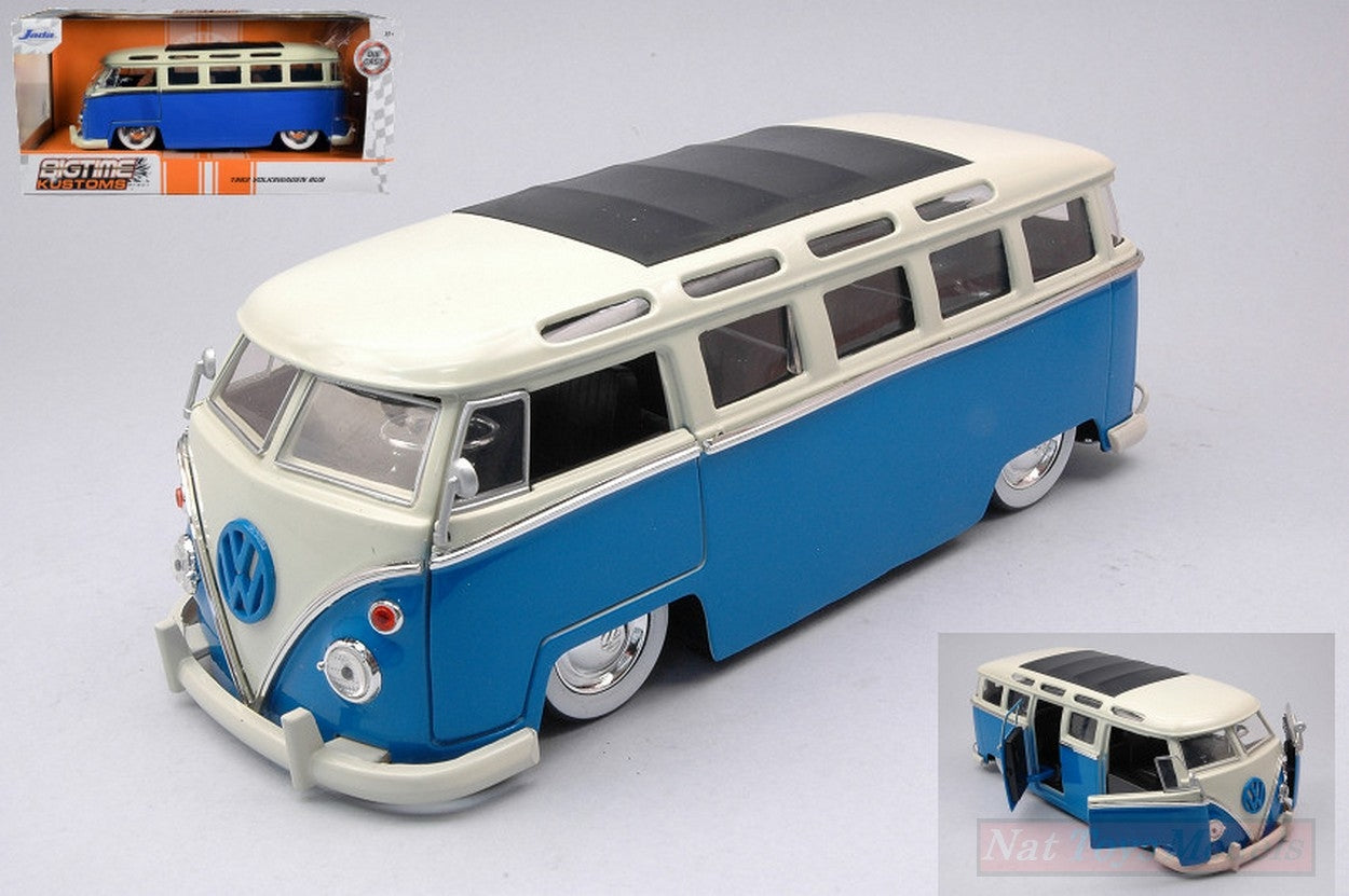 MODELLINO IN SCALA COMPATIBILE CON VW BUS T1 BLUE/WHITE 1:24 JADA TOYS JADA99056