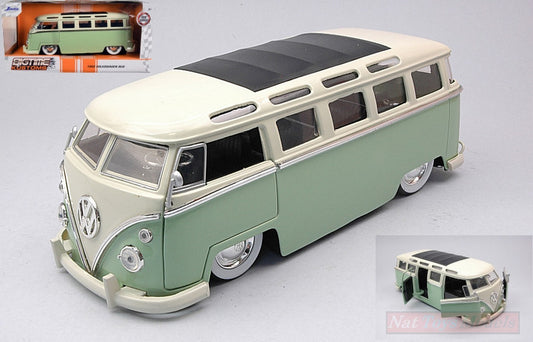 MODELLINO IN SCALA COMPATIBILE CON VW BUS T1 GREEN/WHITE 1:24 JADA TOYS JADA99064