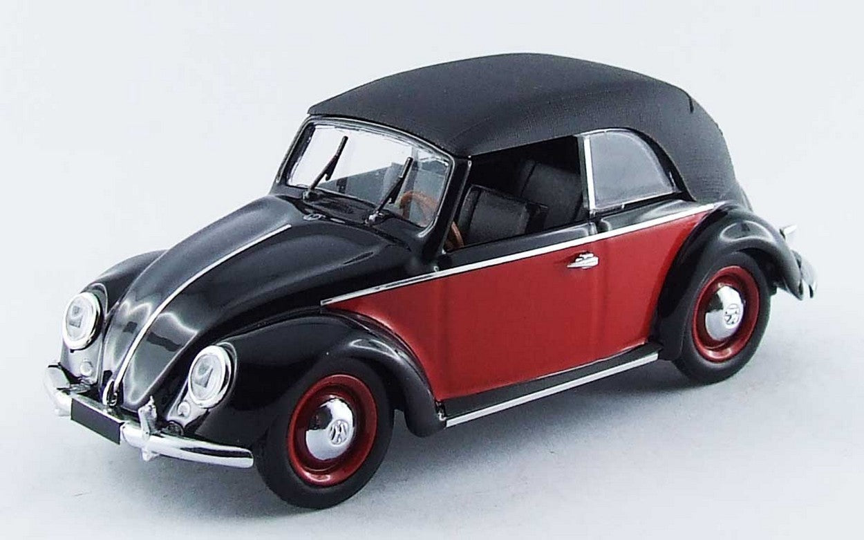 SCALE MODEL COMPATIBLE WITH VW CABRIO KARMANN 1949 BLACK/RED 1:43 RIO RI4420