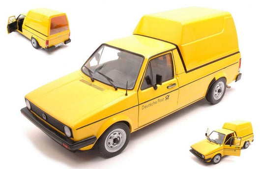 SCALE MODEL COMPATIBLE WITH VW CADDY Mk.1 1982 GERMAN POST YELLOW 1:18 SOLID SL1803505