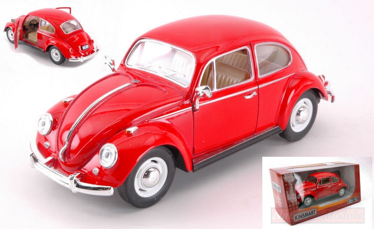 SCALE MODEL COMPATIBLE WITH VW CLASSIC BEETLE 1967 RED 1:24 KINSMART KT7002WR