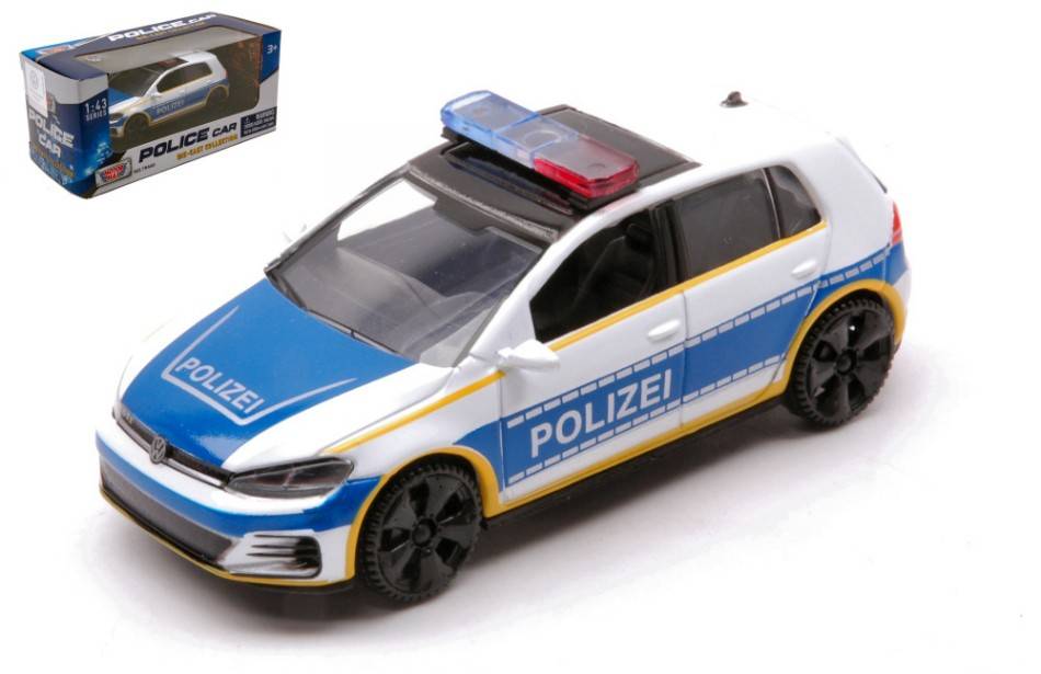 MODELE REDUIT COMPATIBLE AVEC VW GOLF A7 GTI VOITURE DE POLICE POLIZEI 1:43 MOTORMAX MTM79491