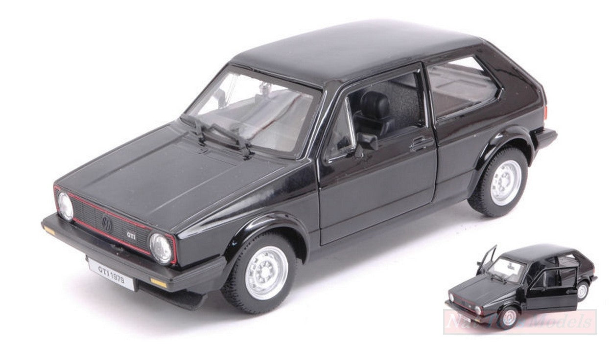 MODELLINO IN SCALA COMPATIBILE CON VW GOLF MK1 GTI BLACK 1:24 BURAGO BU21089BK