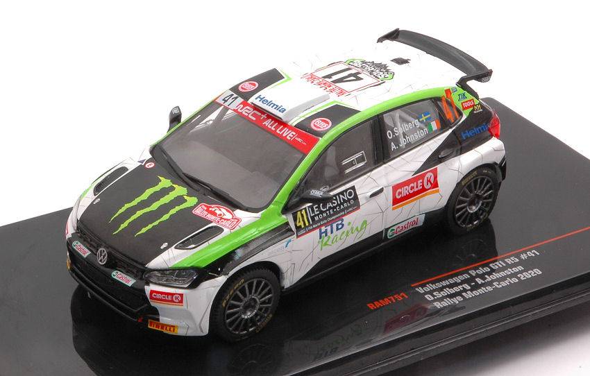 MODELLINO IN SCALA COMPATIBILE CON VW POLO GTI R5 N.41 RALLY MONTE CARLO 2020 SOLBERG-JOHNSTON 1:43 IXO MODEL RAM751