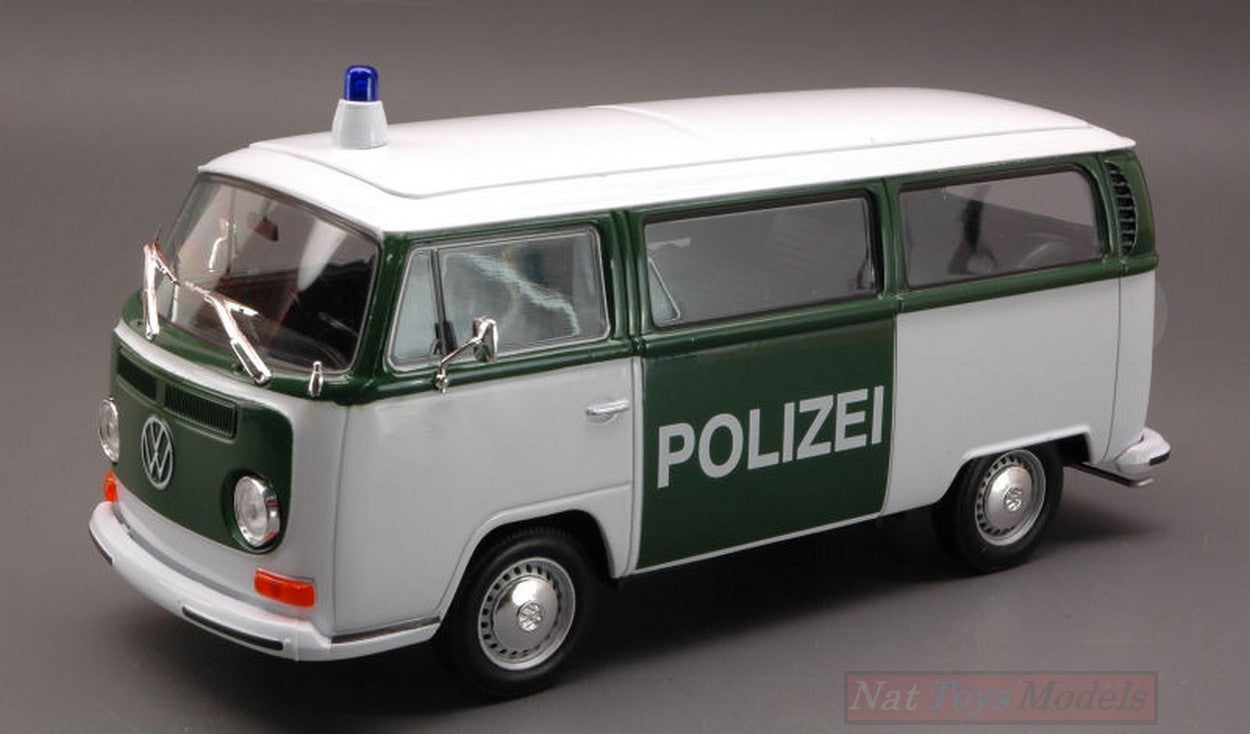 MODELLINO IN SCALA COMPATIBILE CON VW T 2 BUS 1972 POLIZEI 1:24 WELLY WE2501P