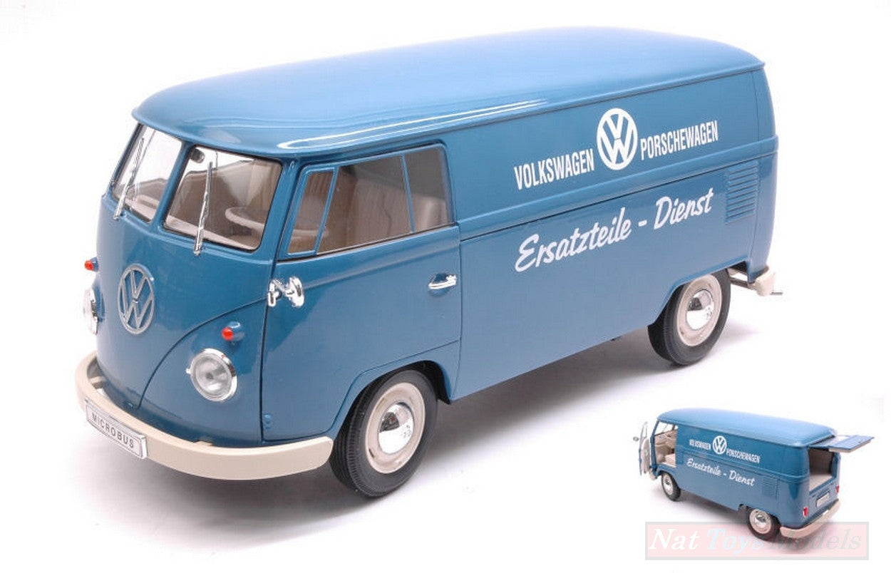 SCALE MODEL COMPATIBLE WITH VW T1 BUS 1963 PANEL VAN VOLKSWAGEN PORSCHEWAGEN" 1:18 WELLY WE18053TDB"