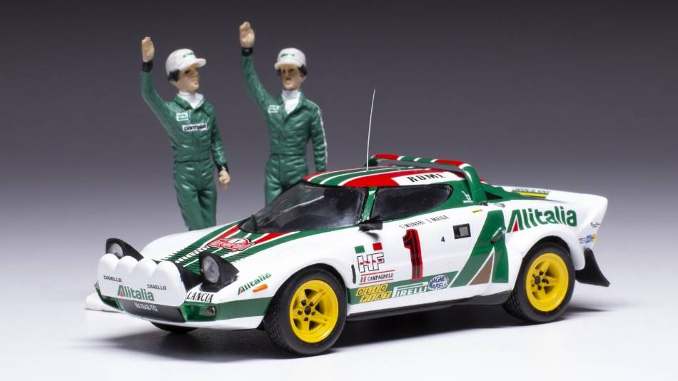 SCALE MODEL COMPATIBLE LANCIA STRATOS HF N.1 WINN.RALLY MONTE C.1977 W/FIG.MUNARI/MAIGA 1:43 IXO MODEL SPRM001-77