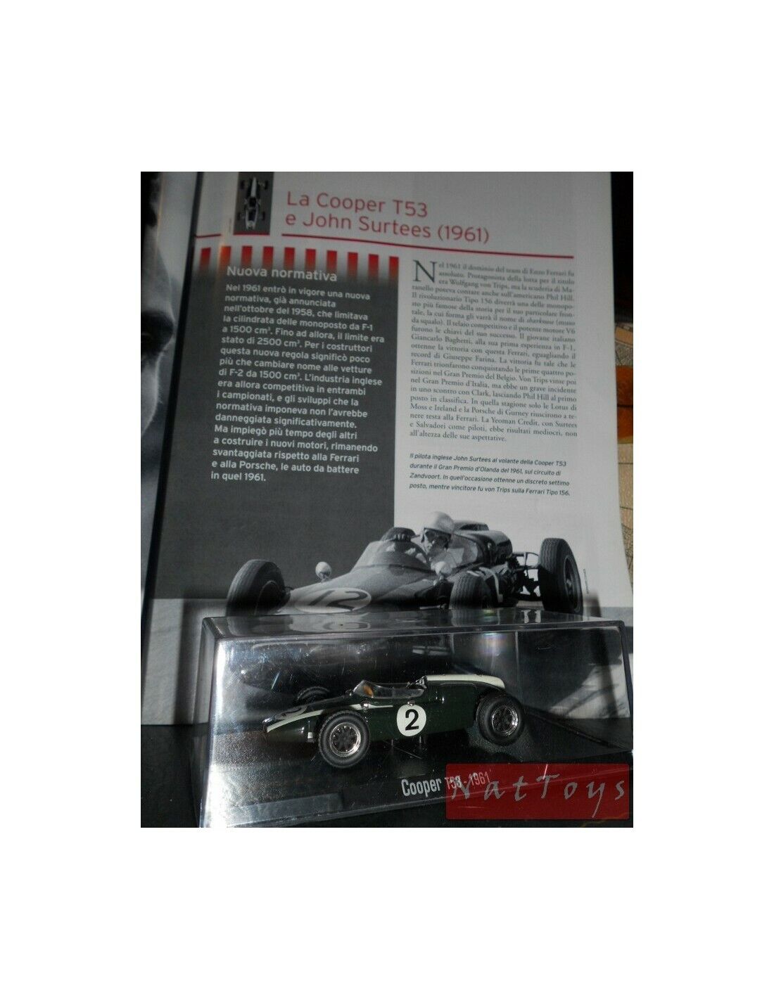 EDITORIA Modellino RBA Cooper Climax T53 1961 F1 Surtees DIE CAST 1:43  +fascicolo