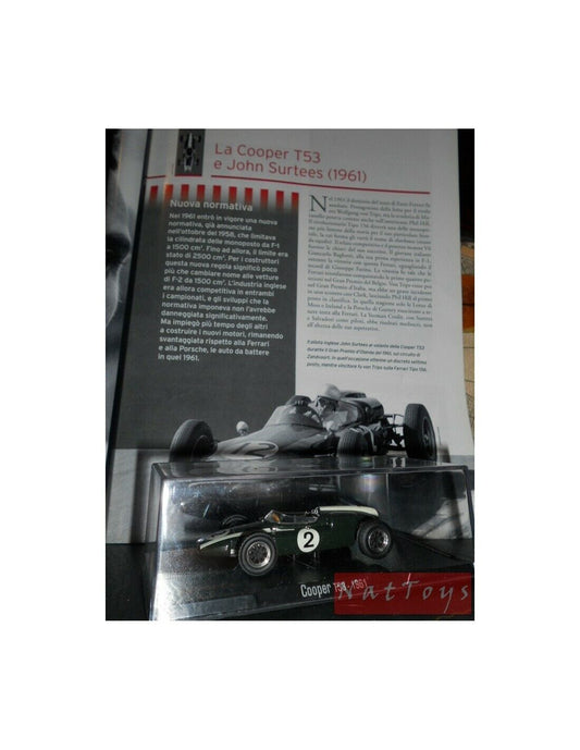 PUBLISHING Model RBA Cooper Climax T53 1961 F1 Surtees DIE CAST 1:43 +file