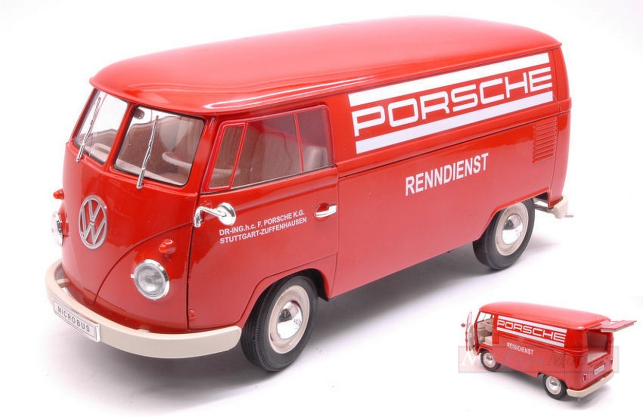 WELLY WE18053TDR VW T1 BUS 1963 PANNEAU VAN PORSCHE RENNDIENST 1:18 DIE CAST compatible avec"